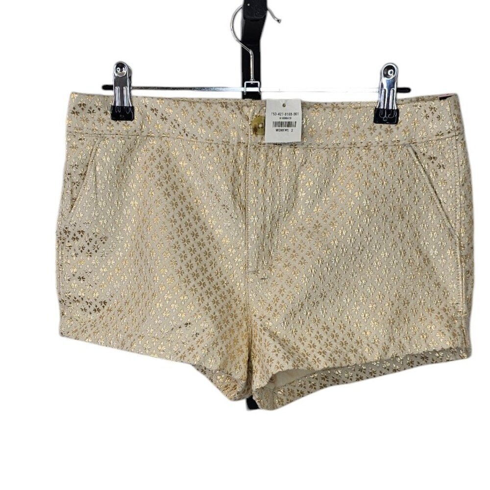 Abercrombie & Fitch Womens Gold Metallic, Cream Shorts, Size 2 / 26 NWT